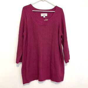 NEW NWT AVENUE Plus Size Berry Magenta Pink 3/4 Sleeve Tunic Sweater 18 20 / 2X